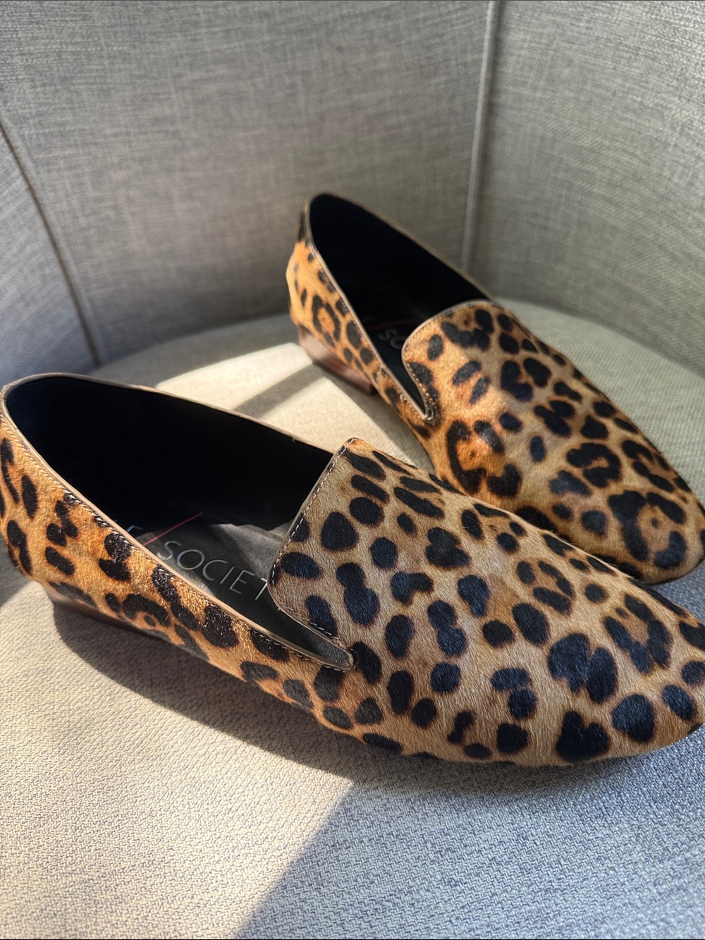 Sole Society Women’s Leopard-Print Slip-On Loafers in Brown and Black